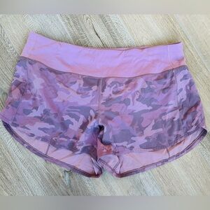 Lululemon Speed up shorts 4” Inseam Size 12 Pink Camouflaged